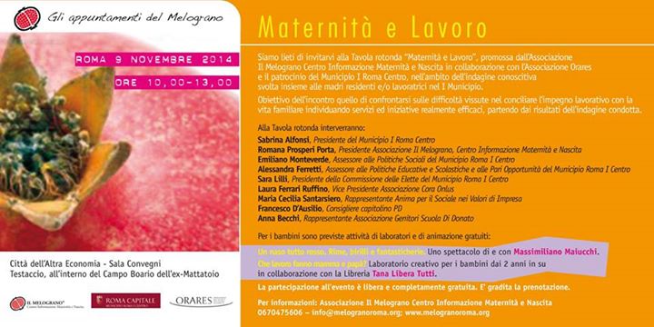 MATERNITA’ E LAVORO ALLA CITTA’ DELL’ALTRA ECONOMIA