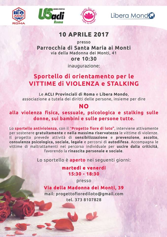 APRE A MONTI LO SPORTELLO DI ORIENTAMENTO PER LE VITTIME DI VIOLENZA E STALKING
