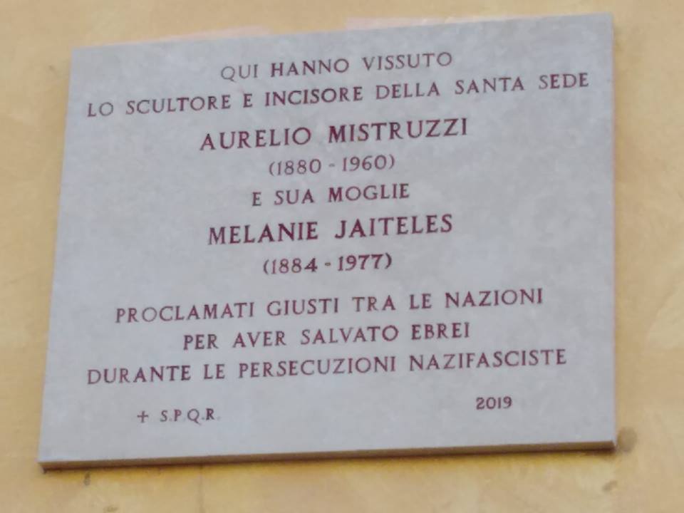 UNA TARGA IN MEMORIA DI AURELIO MISTRUZZI E MELANIA JAITELES