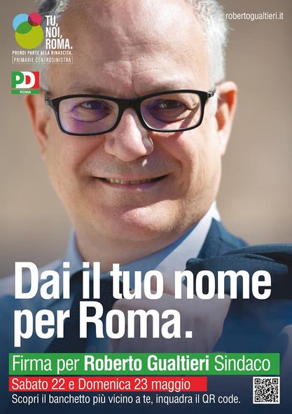 SOSTENIAMO LA CANDIDATURA DI ROBERTO GUALTIERI A SINDACO DI ROMA